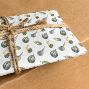 Rustic Cute Autumn Green and yellow Pumpkins Tissue Paper