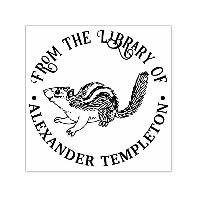 Rustic Cute Chipmunk  Library Book Name Self-inking Stamp (Design)