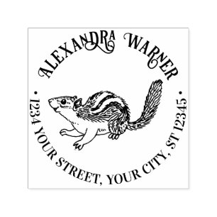 Rustic Cute Chipmunk Name Return Address  Self-inking Stamp