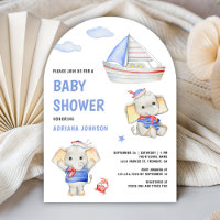 Rustic Cute Elephant Nautical Boat Baby Shower