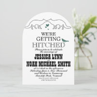 Rustic Cute Fox Romantic Green Hearts Wedding