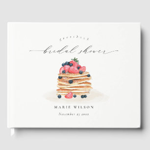 Rustic Cute Fruit Pancake Watercolor Bridal Shower Guest Book