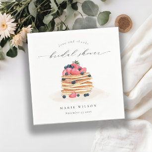 Rustic Cute Fruit Pancake Watercolor Bridal Shower Napkin