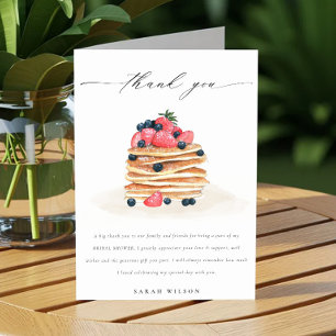 Rustic Cute Fruit Pancake Watercolor Bridal Shower Thank You Card