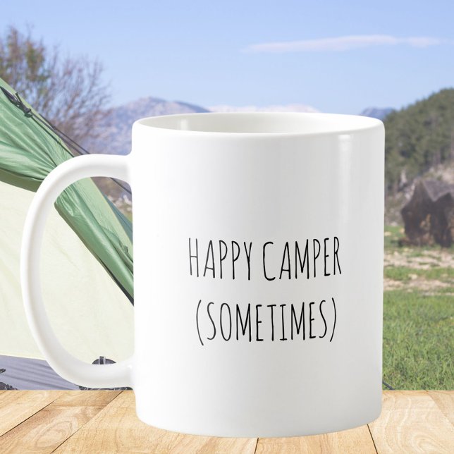 Rustic Cute Happy Camper Funny Quote Coffee Mug (In situ)