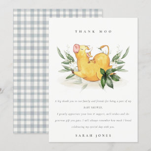 Rustic Cute Holy Cow Farm Foliage Baby Shower Thank You Card