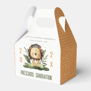 Rustic Cute Kids Lion Foliage Preschool Graduation Favour Box