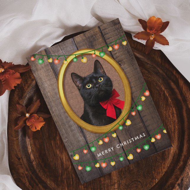  Rustic Cute Merry Christmas Lights Add Your Photo Holiday Card (Creator Uploaded)