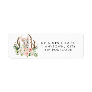 rustic cute rabbit floral return address label