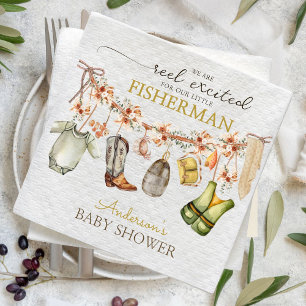 Rustic Cute Reel FISHING BABY SHOWER Napkin