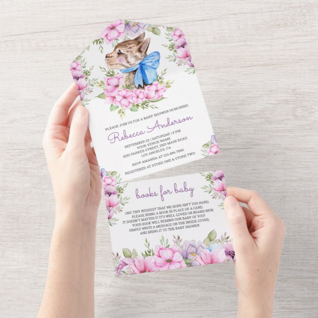 Rustic Cute Sweet Little Kitten Baby Shower All In One Invitation (Tearaway)