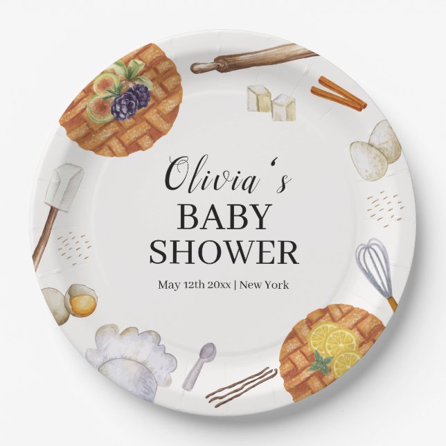 Rustic Cutie Baking Pie Baby Shower Paper Plate (Front)
