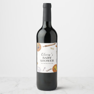 Rustic Cutie Baking Pie Baby Shower Wine Label