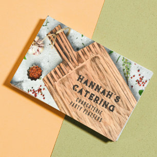 Rustic Cutting Board Cooking QR Code Business Card