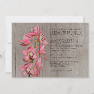 Rustic Cymbidium Orchid Wedding Invitations