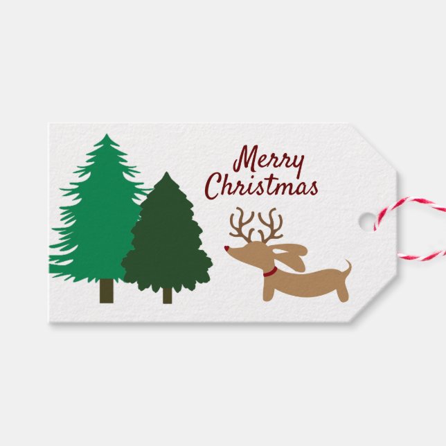 Rustic Dachshund Gift Tag Christmas Doxie (Front (Horizontal))