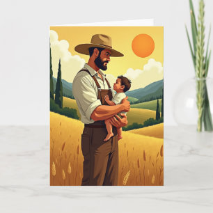 Rustic Dad And Child Art Card