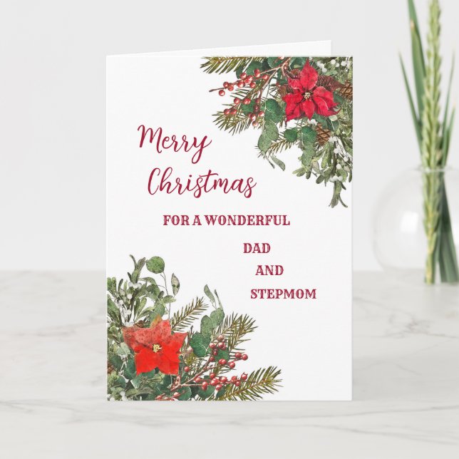Rustic Dad and Stepmom Merry Christmas Card (Front)