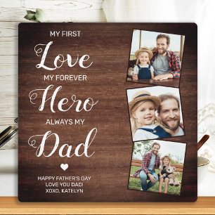 Rustic Dad Poem Personalised 3 Photo Fathers Day Plaque