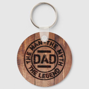 Rustic  Dad The Man Myth Legend Wood Pyrography Key Ring