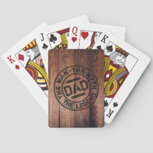 Rustic Dad The Man Myth Legend Wood Pyrography  Playing Cards