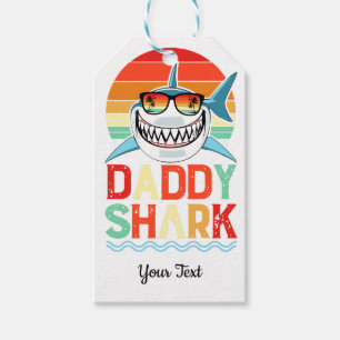 Rustic Daddy Shark Fathers Day  Gift Tags