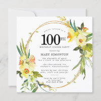 Rustic Daffodil 100th Birthday Dinner Party