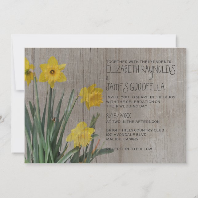 Rustic Daffodil Wedding Invitations (Front)
