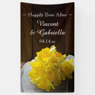 Rustic Daffodils and Barn Wood Country Wedding Banner