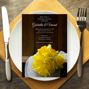 Rustic Daffodils Barn Wedding Rehearsal Dinner Invitation