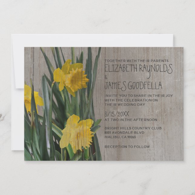 Rustic Daffodils Wedding Invitations (Front)