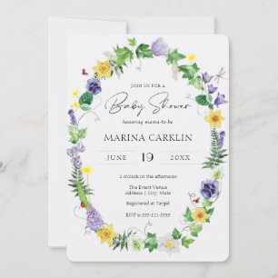 Rustic Daffodils, Wildflowers & Poem Baby Shower Invitation