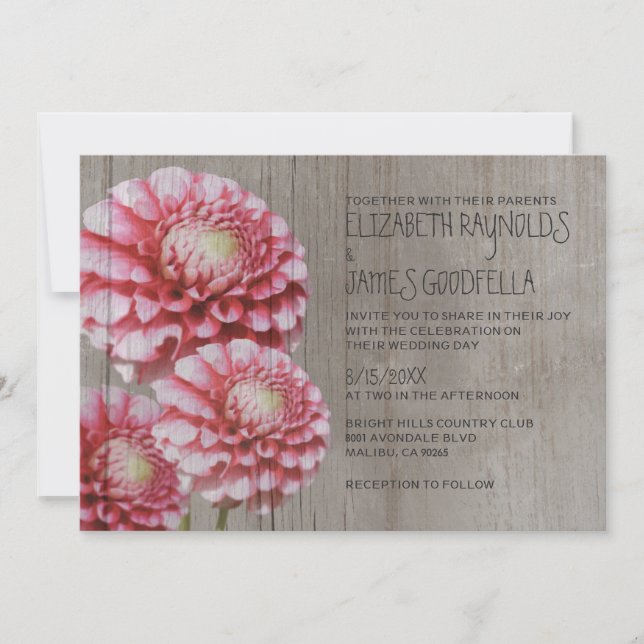 Rustic Dahlia Wedding Invitations (Front)