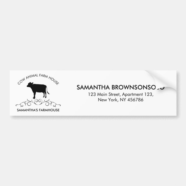 Rustic Dairy Farm Design | Ornate Cow Logo Bumper Sticker (Front)
