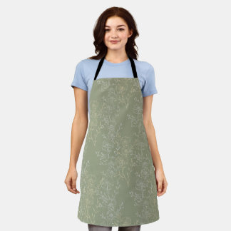 Rustic Daisies on Sage Green, Botanical Luxury Apron