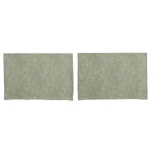 Rustic Daisies on Sage Green, Botanical Luxury Pillowcase