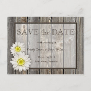 Rustic Daisies Save the Date Postcard