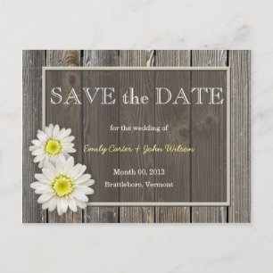 Rustic Daisies Save the Date Postcard