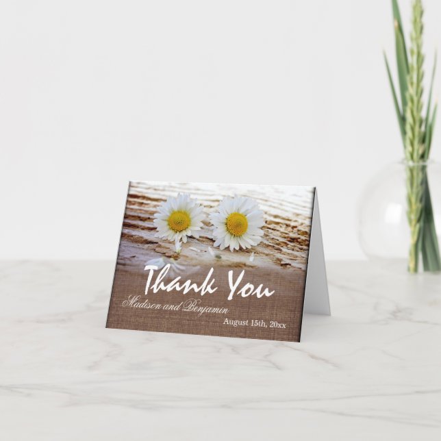 Rustic Daisies Wedding Thank You Cards (Front)