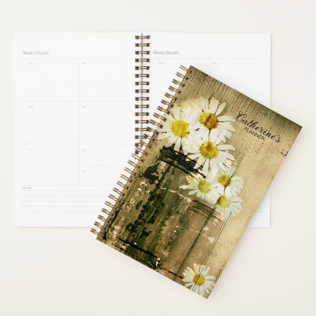 Rustic Daisy and Mason Jar Planner (Display)