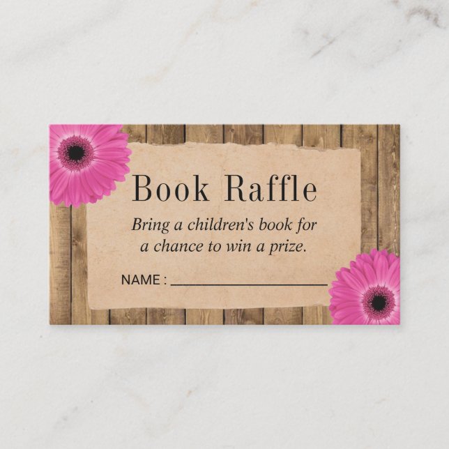 Rustic Daisy Baby Shower Book Raffle Tickets Enclosure Card (Front)