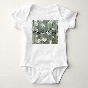 Rustic Daisy Barn board Baby Bodysuit
