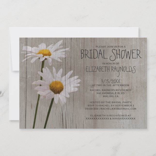 Rustic Daisy Bridal Shower Invitations (Front)