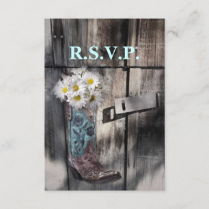 rustic daisy country cowboy wedding rsvp response