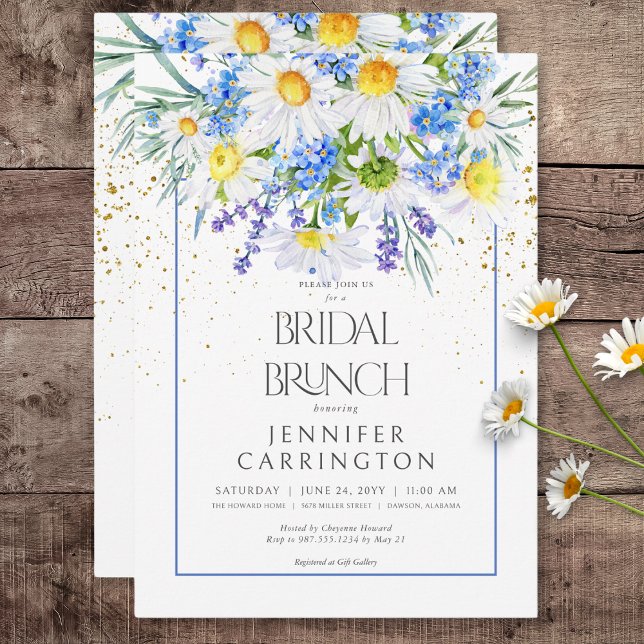 Rustic Daisy & Field Flowers Bouquet Bridal Brunch Invitation (Rustic Daisy & Field Flowers Bouquet Bridal Brunch Invitation)