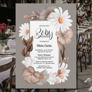 Rustic Daisy Floral Baby Shower Invitation