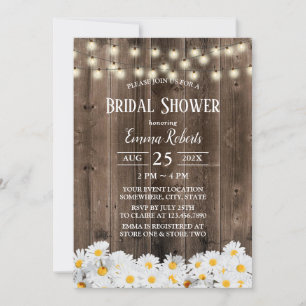 Rustic Daisy Floral Barn Wood Bridal Shower Invitation
