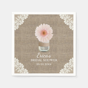 Rustic Daisy Floral Mason Jar Laced Bridal Shower Napkin