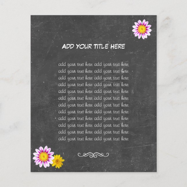 Rustic Daisy Flowers & Chalkboard Flyers (Front)