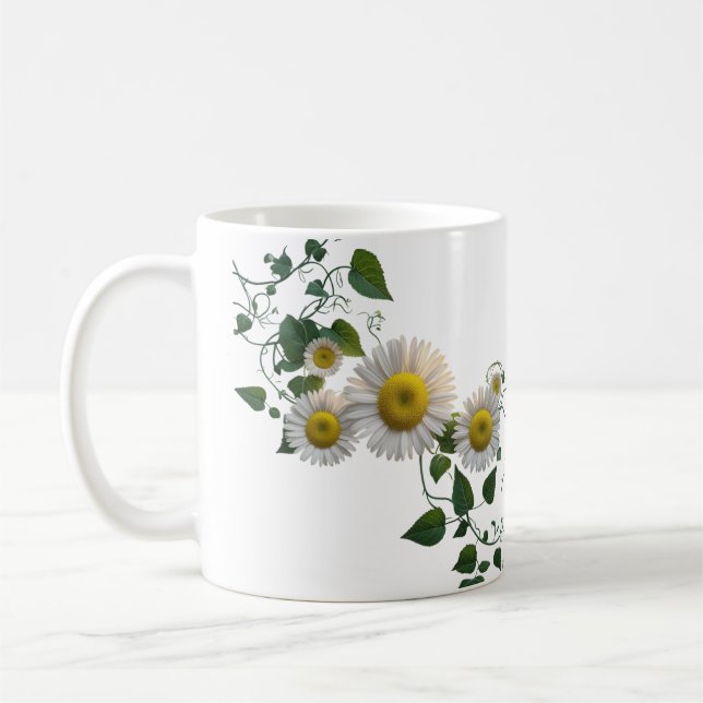 Rustic Daisy Green Ivy Botanical Classic Mug (Left)